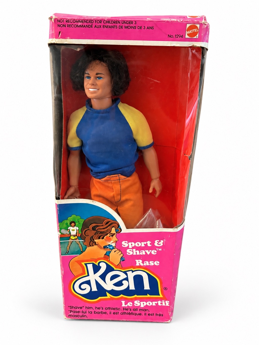 1979 Mattel Sport & Shave Ken Doll #1294 Rase Ken Le Sportif w/ Box & Accessorie